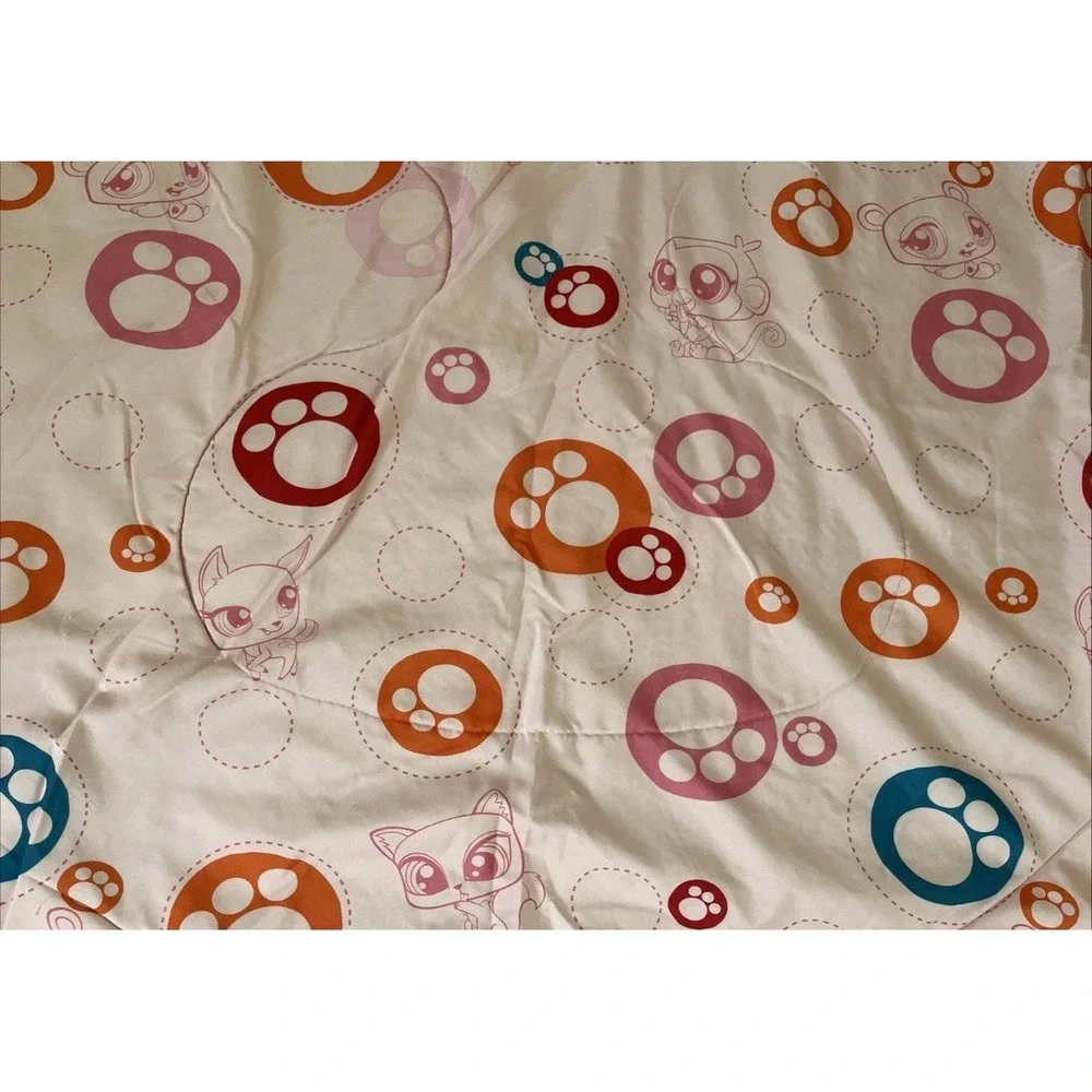 Vintage Littlest Pet Shop Reversible Pink Comforter Blanket 83